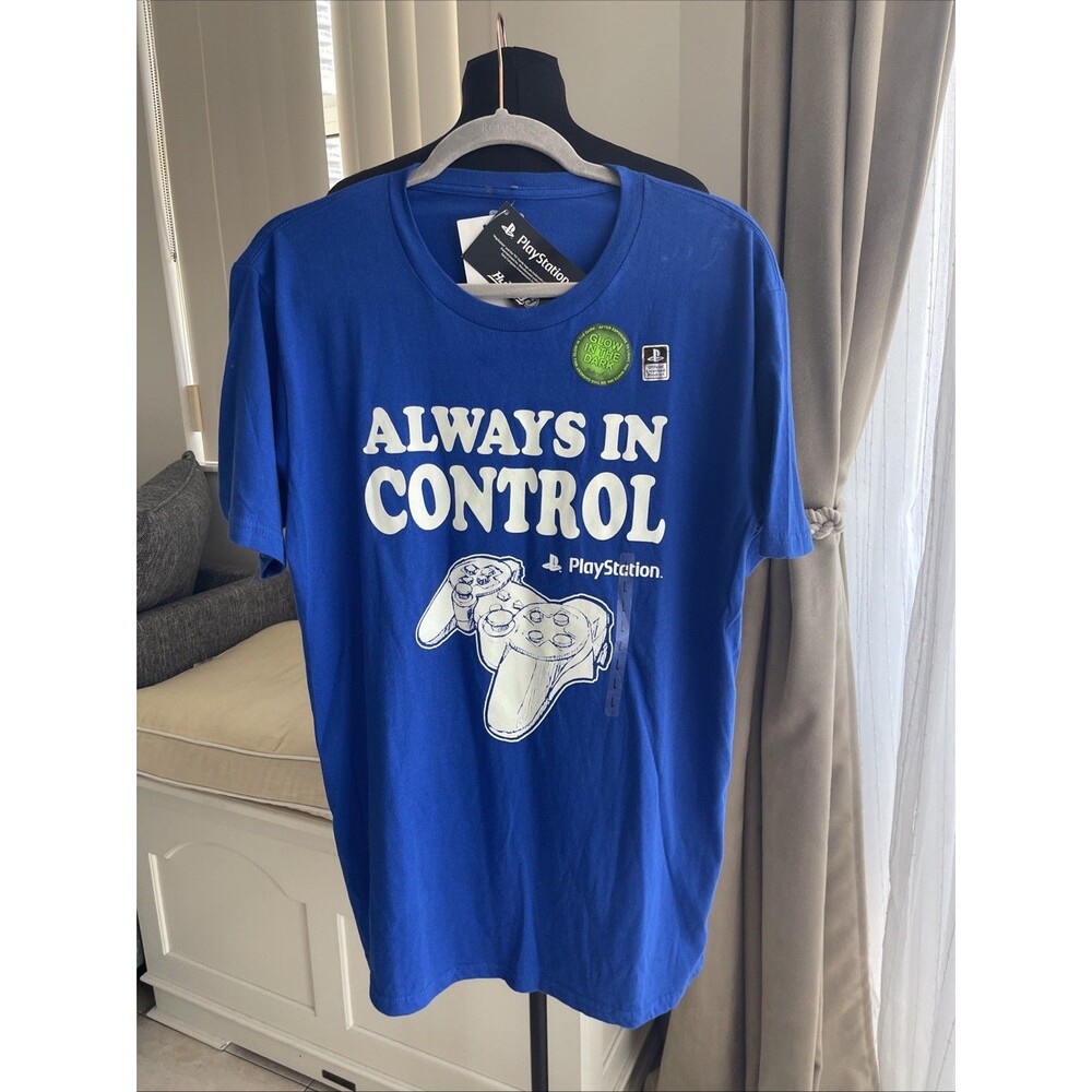 Playstation Themed Glow In The Dark Mens T-Shirt, size L